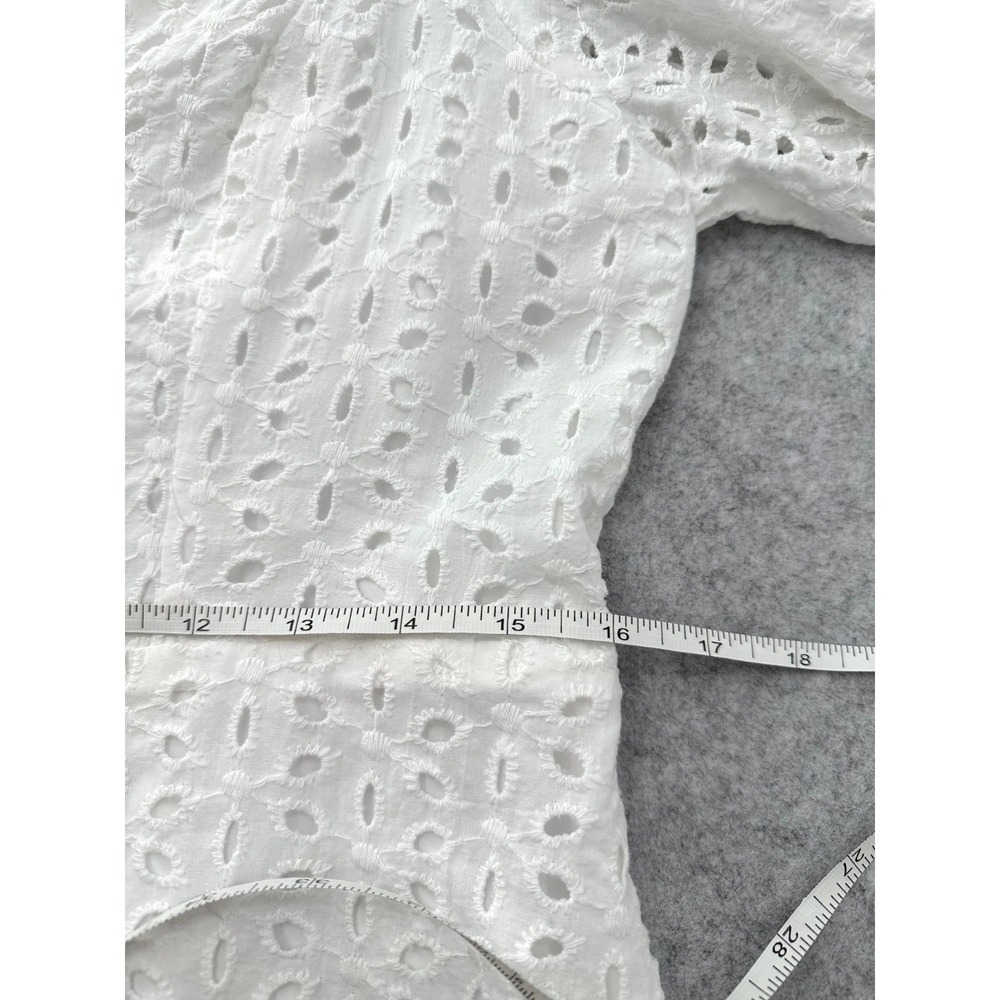 Shein Eyelet Mini Dress White Sweetheart Neck Short Puff Sleeves Women's Large - Picture 7 of 11